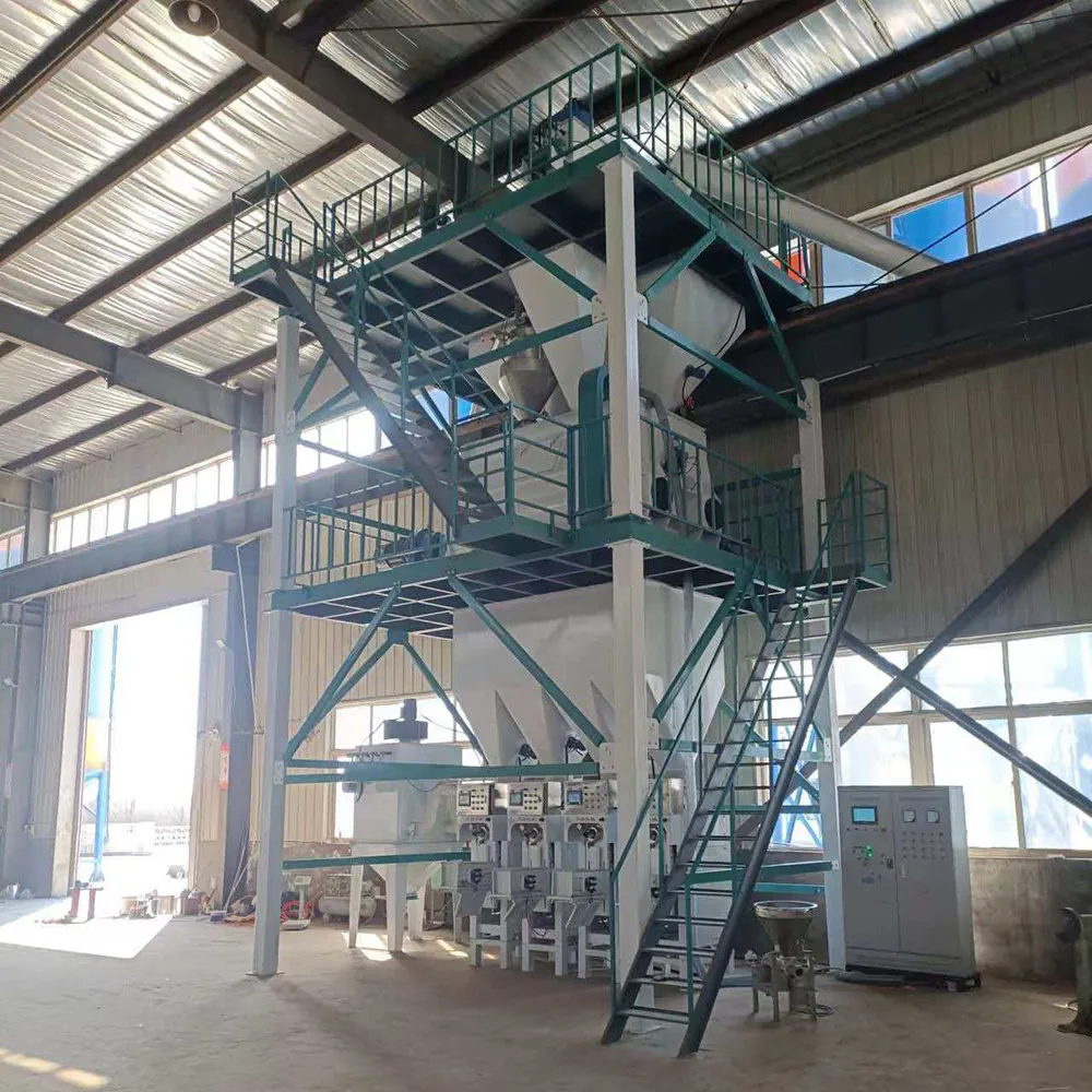 Industrial dry mortar production line installed in a factory